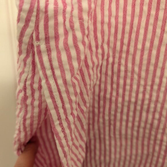 Vermont Country Store Seersucker Midi Dress Womens Size 1X Fuchsia Pink Pintuck - Picture 4 of 8